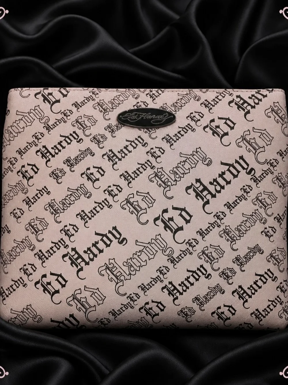 Ed Hardy Signature Logo Pink Pouch